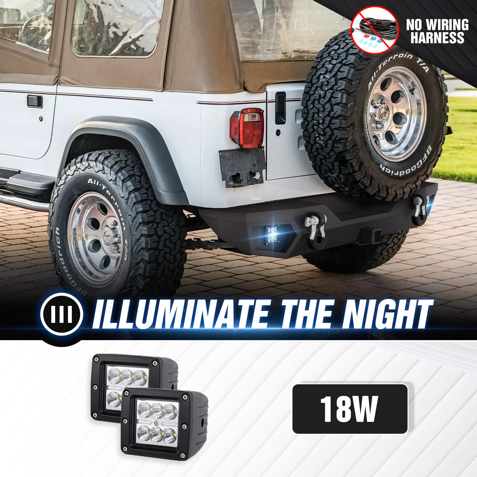Amazon.com: YZONA Textured Black Rear Bumper Compatible with Jeep